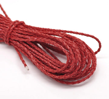 2 Meters, 3mm, Faux Leather Jewelry Braided Cord Red
